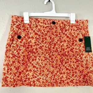🦋 Wild Fable NWT Orange Floral A-Line Mini Skirt Size 12 Spring Casual
